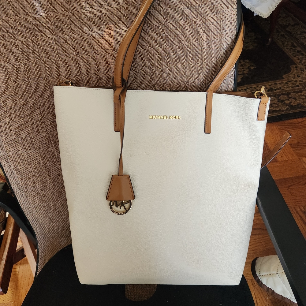 Michael Kors White and Tan Tote Bag Back On Sale